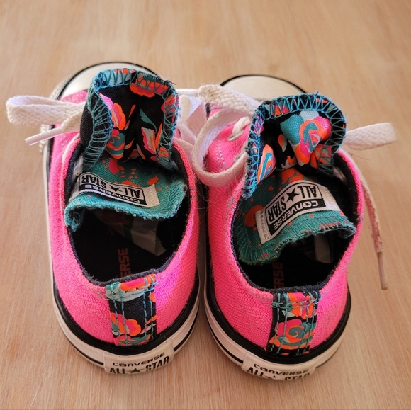 CONVERSE CHUCK TAYLOR ALL STAR LACES SNEAKERS DOUBLE TONGUE PINK LITTLE KIDS 6 - Picture 7 of 13